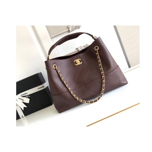 Chanel AS5657 Shopping Bag in Wine Leather