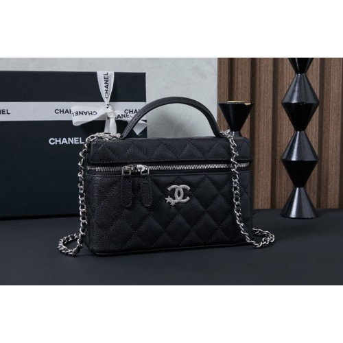 Chanel AP4854 Vanity With Chain in Black Leather