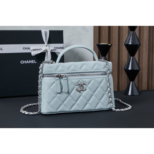 Chanel AP4854 Vanity With Chain in Blue Leather