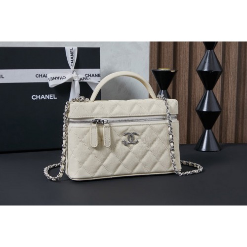 Chanel AP4854 Vanity With Chain in Cream Leather