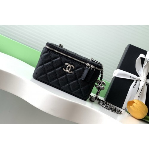 Chanel Long Vanity With Chain in Black Leather