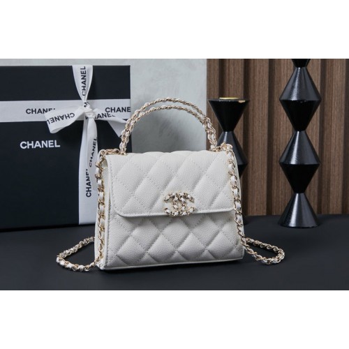 Chanel AP3237 Clutch With Chain in White Leather