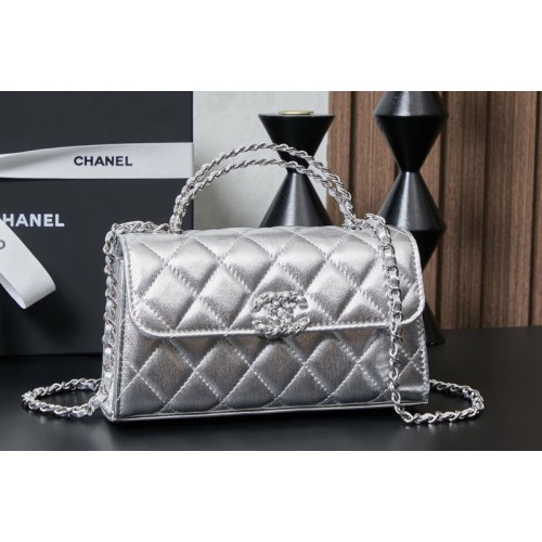 Chanel Clutch With Chain in Silver Leather