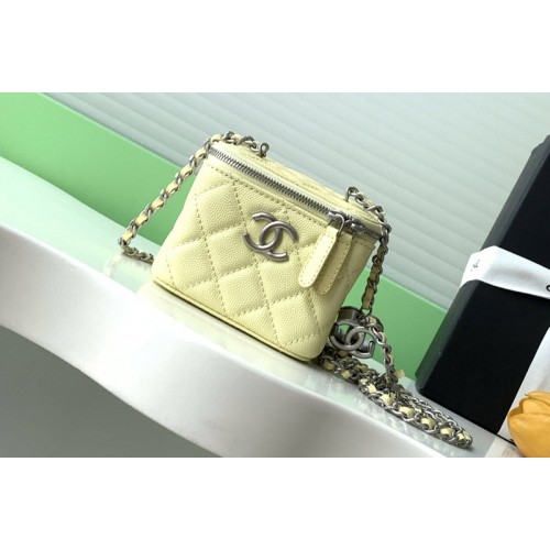 Chanel AP1340 Classic Small Vanity With Chain in Lemon Leather