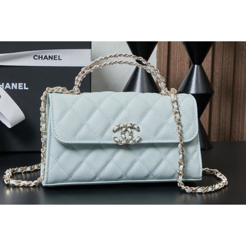 Chanel Clutch With Chain in Blue Leather