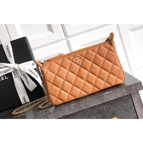 Chanel Clutch With Chain in Brown Leather