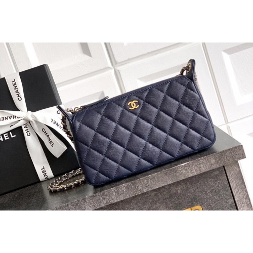 Chanel Clutch With Chain in Blue Leather