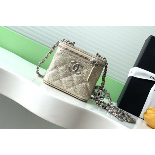 Chanel AP1340 Classic Small Vanity With Chain in Gold Leather