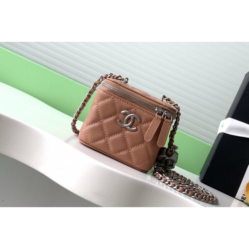 Chanel AP1340 Classic Small Vanity With Chain in Brown Leather