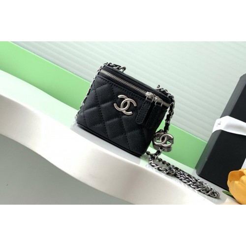 Chanel AP1340 Classic Small Vanity With Chain in Black Leather