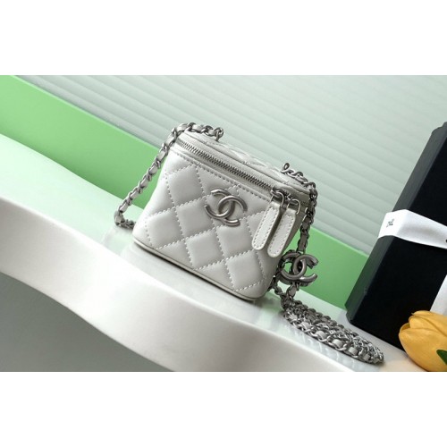 Chanel AP1340 Classic Small Vanity With Chain in White Leather
