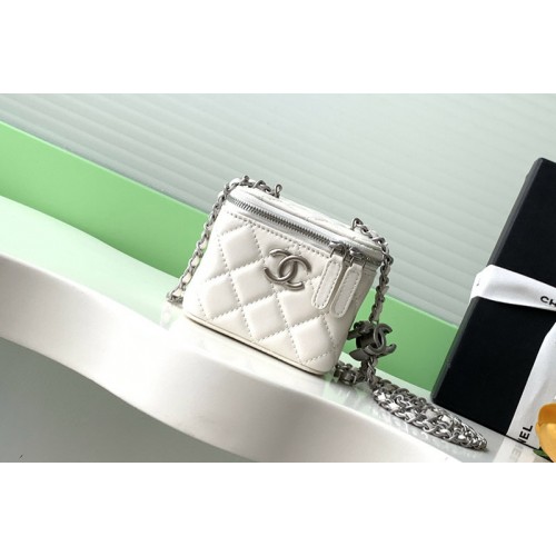 Chanel AP1340 Classic Small Vanity With Chain in White Leather