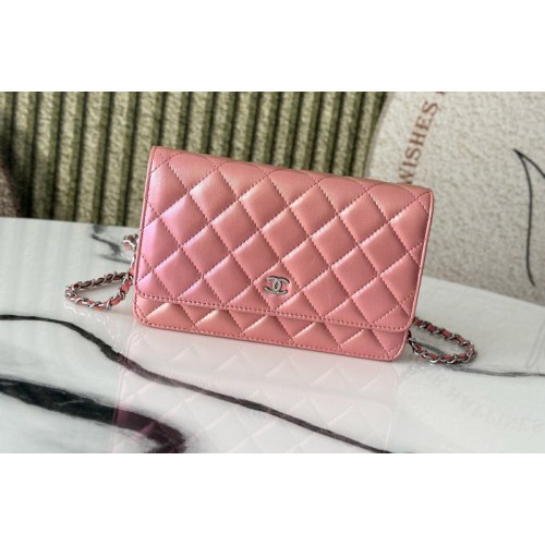 Chanel AP4241 Wallet On Chain in Pink Leather