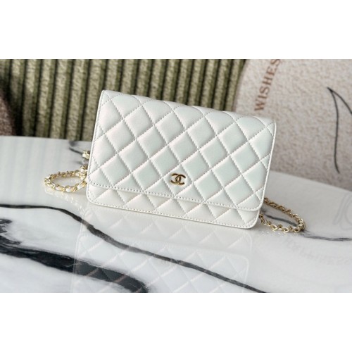 Chanel AP4241 Wallet On Chain in White Leather