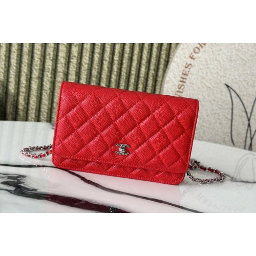 Chanel AP4241 Wallet On Chain in Red Leather