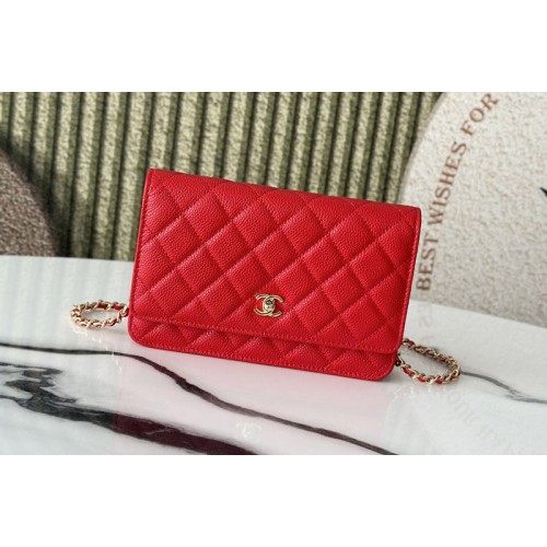 Chanel AP4241 Wallet On Chain in Red Leather