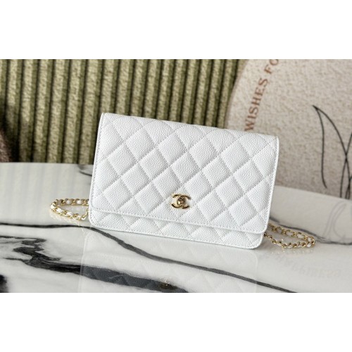 Chanel AP4241 Wallet On Chain in White Leather