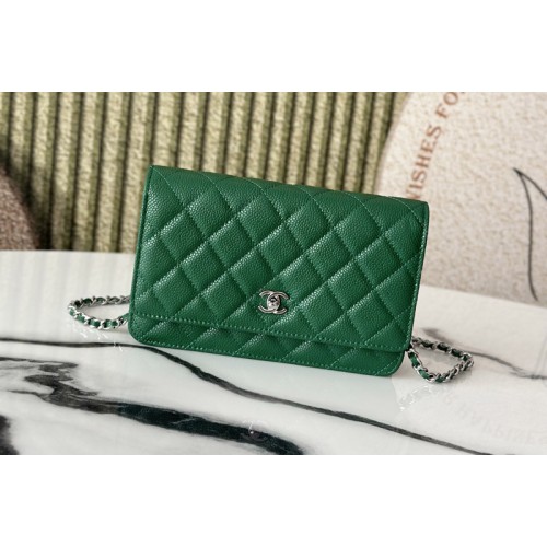 Chanel AP4241 Wallet On Chain in Green Leather