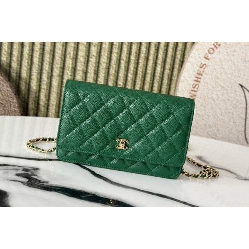 Chanel AP4241 Wallet On Chain in Green Leather