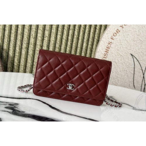 Chanel AP4241 Wallet On Chain in Bordeaux Leather