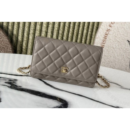 Chanel AP4241 Wallet On Chain in Gray Leather Chanel AP4241 Wallet On Chain in Gray Leather