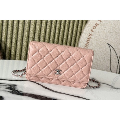 Chanel AP4241 Wallet On Chain in Pink Leather
