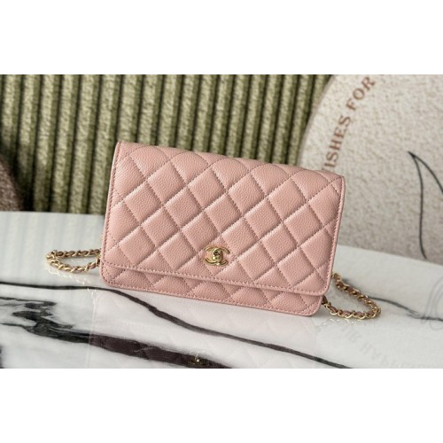 Chanel AP4241 Wallet On Chain in Pink Leather
