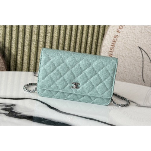 Chanel AP4241 Wallet On Chain in Blue Leather