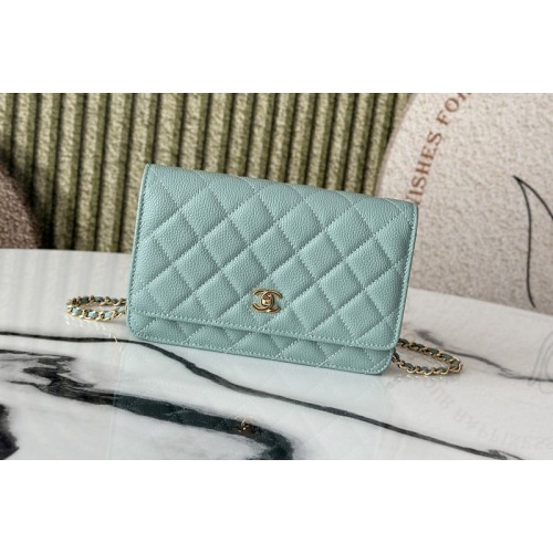 Chanel AP4241 Wallet On Chain in Blue Leather
