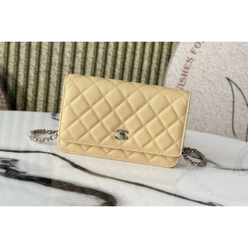 Chanel AP4241 Wallet On Chain in Yellow Leather