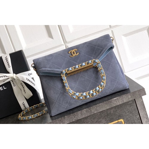 Chanel Mini Hobo Handbag in Blue Suede Chanel Mini Hobo Handbag in Blue Suede