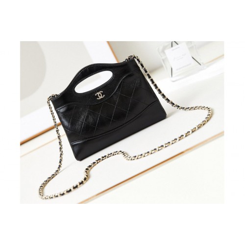 Chanel 31bag  Nano Clutch With Chain Bag in Black Leather
