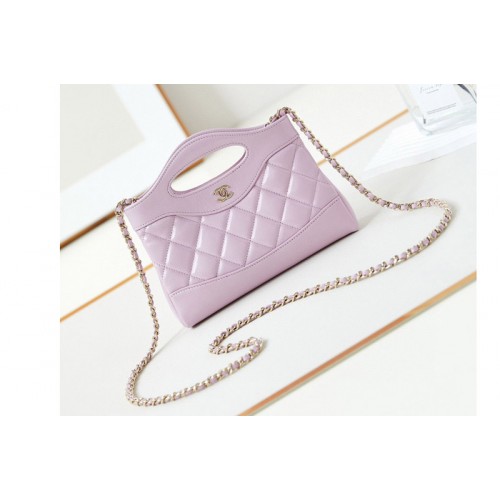 Chanel 31bag  Nano Clutch With Chain Bag in Purple Leather