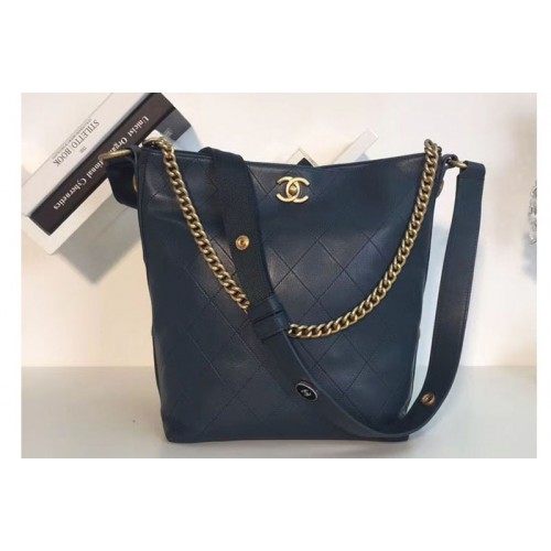 Chanel Calfskin Hobo Handbag Blue A57576