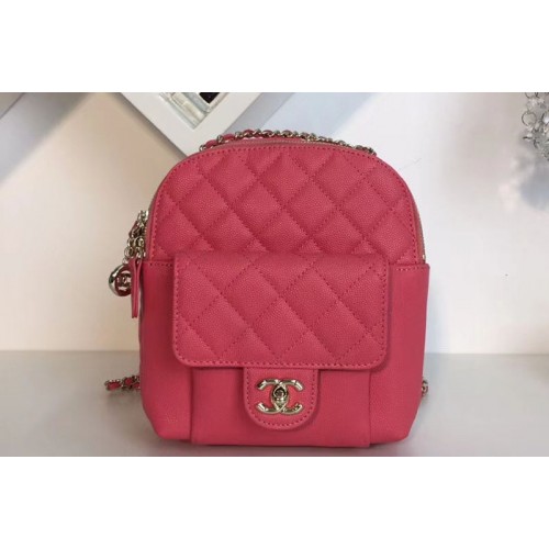 Chanel Grained Calfskin Backpack Red AS0004