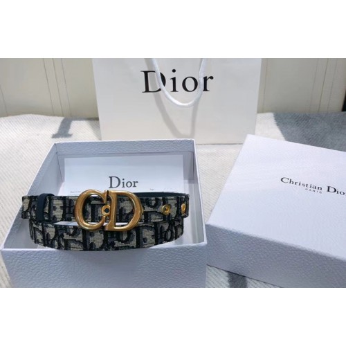 Dior Saddle Oblique 20mm belt in blue Dior Oblique jacquard canvas