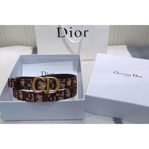 Dior Saddle Oblique 20mm belt in Burgundy Dior Oblique jacquard canvas