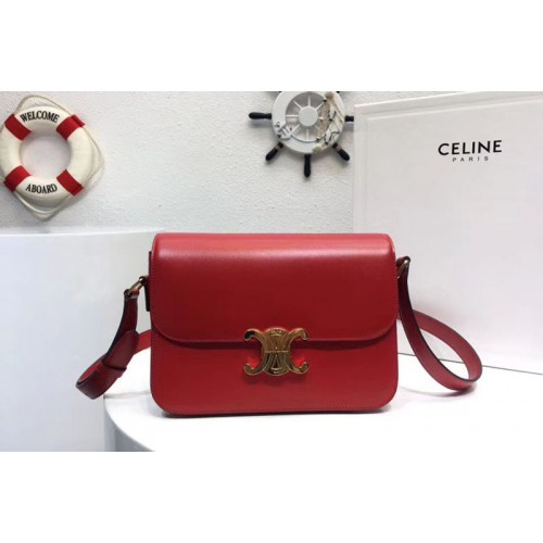 Celine Medium Triomphe Bags Red Shiny Calfskin