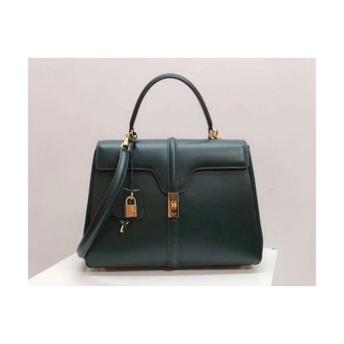 Celine Medium Small 16 Bag in satinated calfskin Leather Green