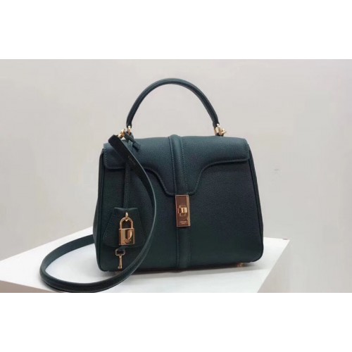 Celine Medium Small 16 Bag in Grained calfskin Leather Green