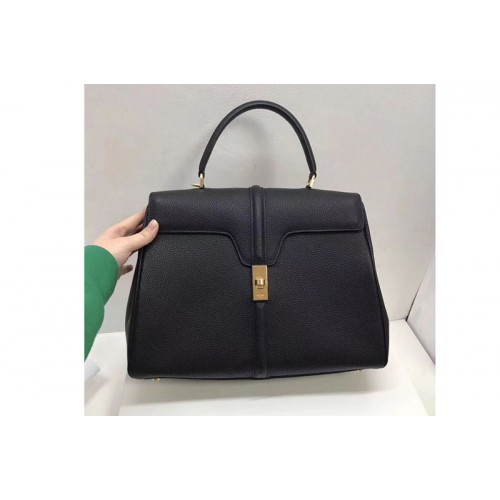 Celine Medium Small 16 Bag in Grained calfskin Leather Black