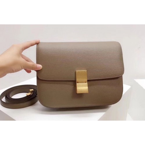 Celine Medium Classic Box Bag Original Calfskin Leather Apricot