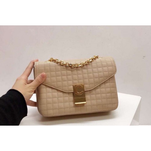 Celine Quilted Calfskin Medium C Bag Beige Celine Quilted Calfskin Medium C Bag Beige