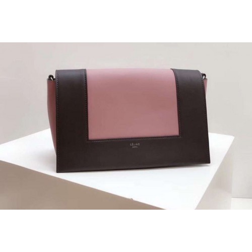 Celine Medium Frame Shoulder Bag Smooth Calfskin Leather Coffee Pink