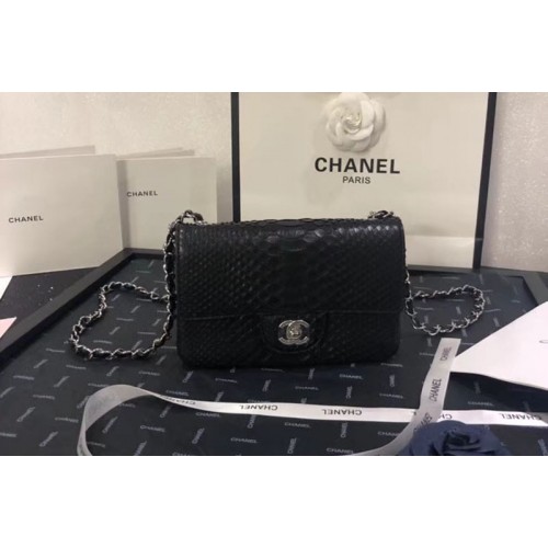 Chanel mini Classic Flap Bag Original Python Leather A1116 Black