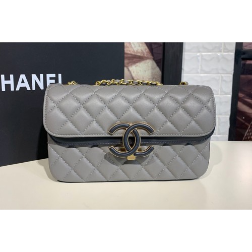 Chanel 2.15 Flap Bags with Gold Chain in Gray/Blue Calfskin Leather
