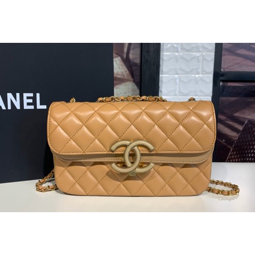 Chanel 2.15 Flap Bags with Gold Chain in Camamel Calfskin Leather Chanel 2.15 Flap Bags with Gold Chain in Camamel Calfskin Leather