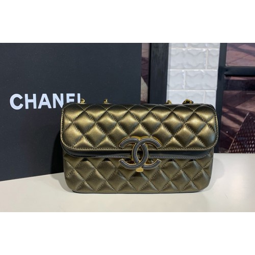 Chanel 2.15 Flap Bags with Gold Chain in Gold/Gray Calfskin Leather Chanel 2.15 Flap Bags with Gold Chain in Gold/Gray Calfskin Leather