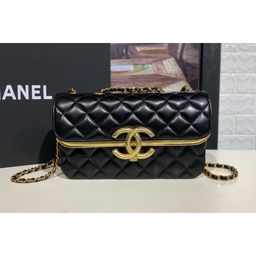 Chanel 2.15 Flap Bags with Gold Chain in Black/Gold Calfskin Leather