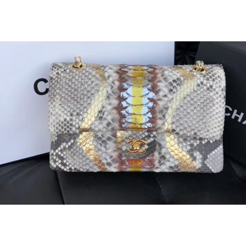 Chanel Original Python Leather Shoulder Bags CF1112 Beige